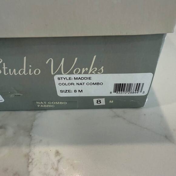 Studio Works Maddie Slide Espadrille Wedge Sandals Womens 8 Neutral Striped Band - Picture 10 of 10